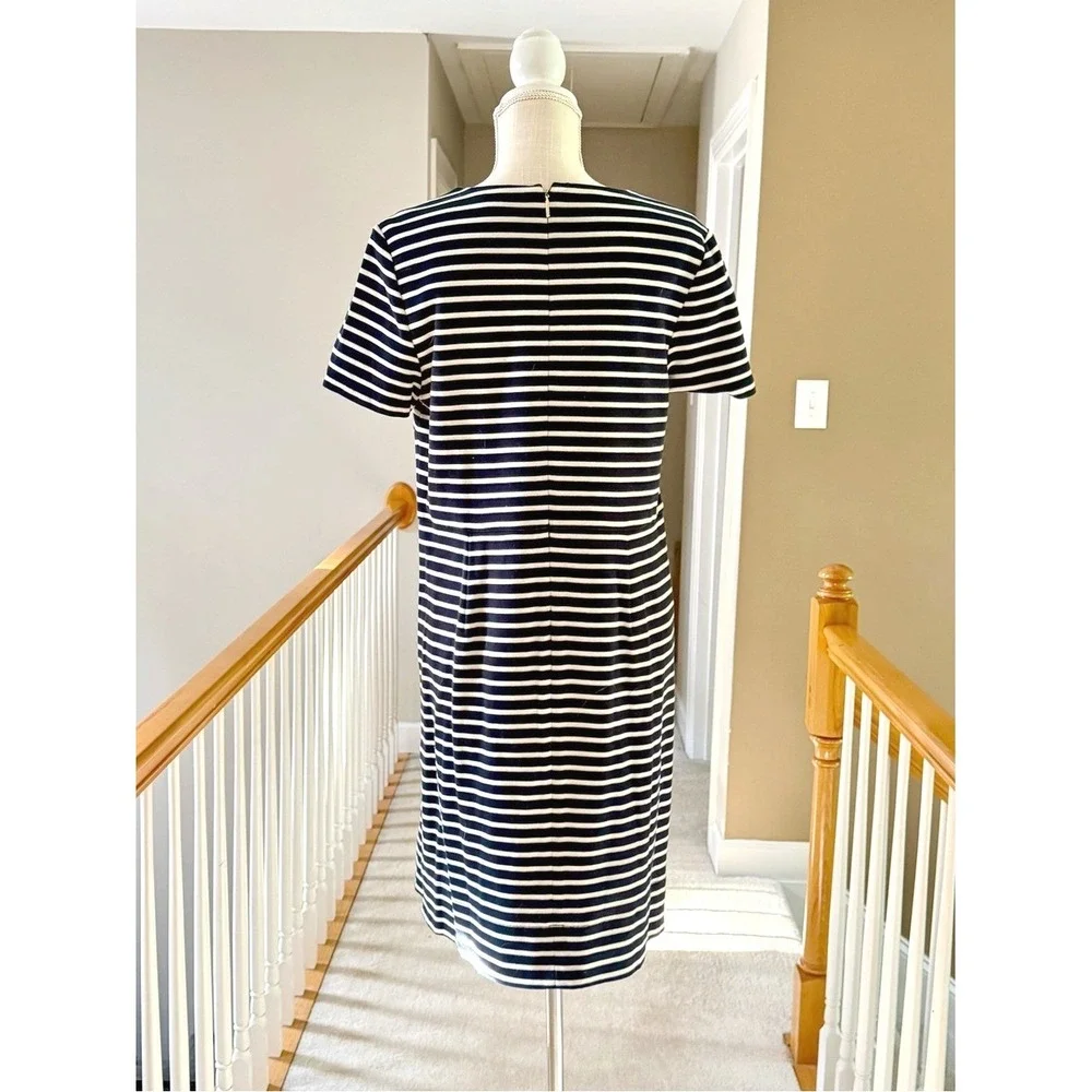Tory Burch Navy‎ White Striped Button Detail Shift Dress XL